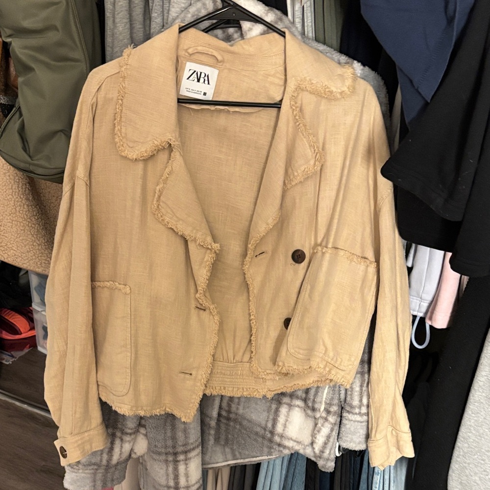 Zara Beige Frayed Women's Blazer